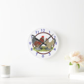 Blaue Mille Fleur Zwerghuhn-Uhr Runde Wanduhr (Zuhause)