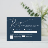 Blaue Minimal-Hochzeitsmahlzeit RSVP Karte (Stehend Vorderseite)