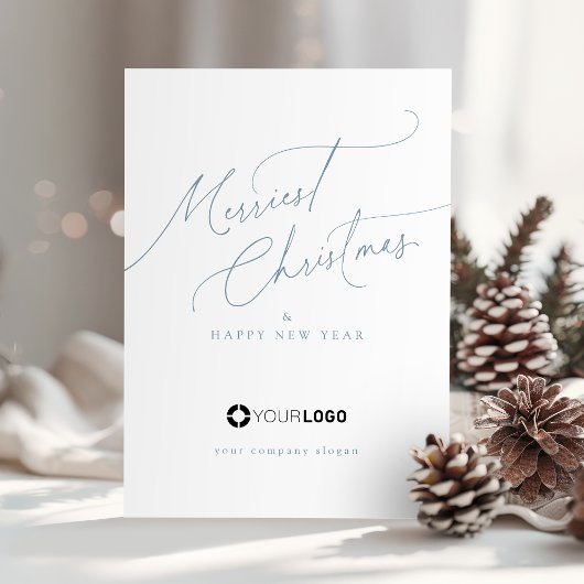 Blaue Minimal Script Fröhliche Weihnachten Firma