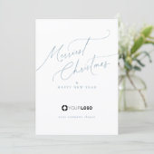 Blaue Minimal Script Fröhliche Weihnachten Firma (Stehend Vorderseite)