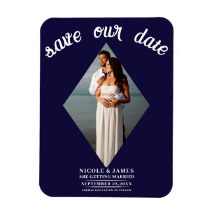 Blaue Minimale Diamant Foto Hochzeit Termin vormer Magnet