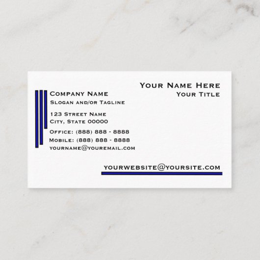 Blaue minimale Visitenkarte (Rückseite)