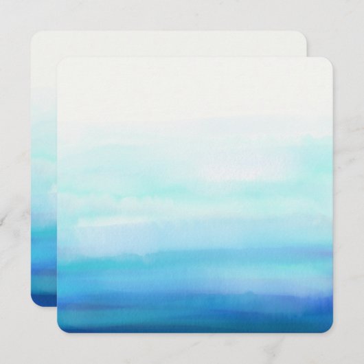 Blaue minimale Wasserfarbenwellen Einladung (Vorne/Hinten)