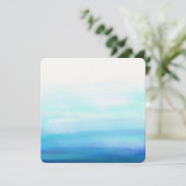 Blaue minimale Wasserfarbenwellen Einladung (Stehend Vorderseite)