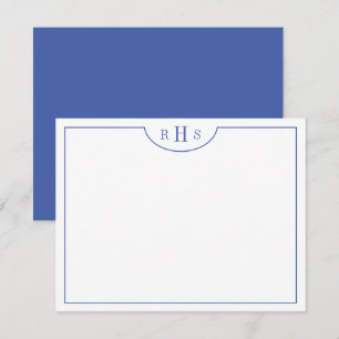 Blaue minimalistische drei Monogramme eins Rand Mitteilungskarte