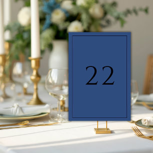 Blaue minimalistische elegante Hochzeit Tischnummer