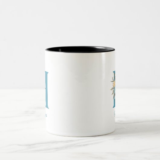 Blaue Minimalistische florale Tasse (Mittel)