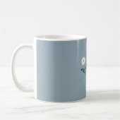 Blaue minimalistische Gänseblümchen & Text Moderne Kaffeetasse (Links)