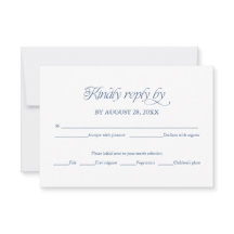 Blaue Minimalistische Hochzeits-RSVP Elegante Antw