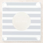 Blaue, minimalistische, moderne Traustreifen Glasuntersetzer (Rückseite)