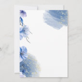 Blaue Minimalistische Rustikale Hochzeit mit blühe Einladung (Rückseite)