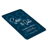 Blaue Minimalistische Save the Date Typografie Magnet (Rechte Seite)
