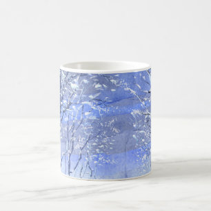 Blaue minimalistische Winterwald-Wasserfarben-Illu Kaffeetasse
