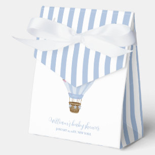 Blaue Minimalstreifen Heißluftballon-Baby-Party Geschenkschachtel