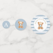 Blaue Minimalstreifen Teddy Bear Geburtstag Konfetti (Vorderseiten)