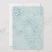 Blaue Mint Leoparden Glitterdruck Einladung (Rückseite)