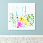 Blaue Minze Aloha tropische Wasserfarbe Leinwanddruck (Insitu (Holzboden))