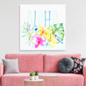 Blaue Minze Aloha tropische Wasserfarbe Leinwanddruck (Insitu (Wohnzimmer))