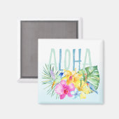 Blaue Minze Aloha tropische Wasserfarbe Magnet (Vorderseite/Rückseite)