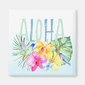 Blaue Minze Aloha tropische Wasserfarbe Magnet (Vorne)