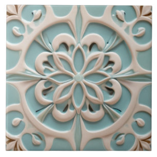 Blaue Minze Gänseblümchen-Blume Faux-Relief Boho-B Fliese