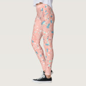 Blaue Minze Grün Weißes Korallenriff Rosa Rosa Ter Leggings (Links)