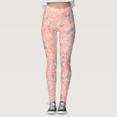Blaue Minze Grün Weißes Korallenriff Rosa Rosa Ter Leggings (Vorderseite)