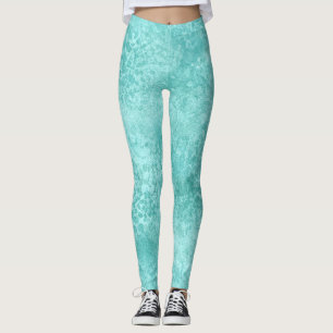 Blaue Minze Meer Grüne Korallen Textur Leggings