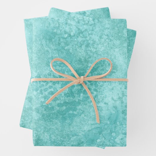 Blaue Minze Meeresgrüne Textur Geschenkpapier Set (Beispiel)