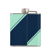 Blaue Minze mit diagonaler geometrischer Initialmo Flachmann (Rückseite)