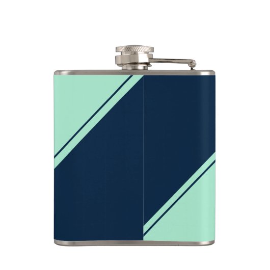 Blaue Minze mit diagonaler geometrischer Initialmo Flachmann (Rückseite)