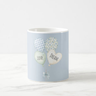 Blaue Minze Weiße Herz Liebe Traum Ballons Kaffeetasse