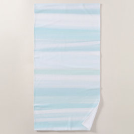 Blaue Minze Weißer Strand Wasserfarbe Strandtuch