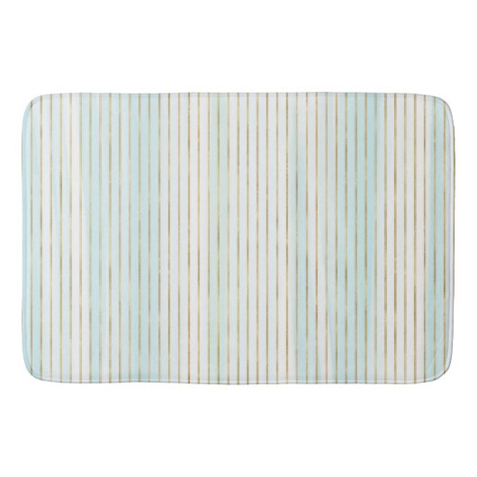 Blaue Minze, weißer Strand Wasserfarben Streifen   Badematte (Vorderseite)