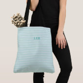 Blaue Minzstreifen-Klassiker Monogramm-Initialen Tasche (Von Nahem)