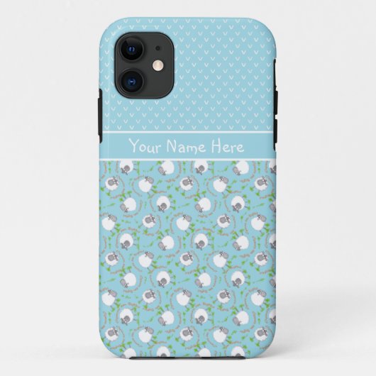 Blaue Mischungs-und Match-Spaß-Schaf-Muster Case-Mate iPhone Hülle (Rückseite)