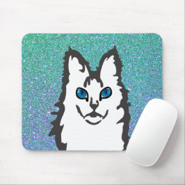 Blaue Mit Augen Angora-Katze Mousepad