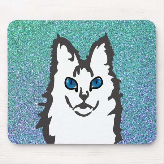 Blaue Mit Augen Angora-Katze Mousepad (Vorne)
