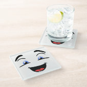 BLAUE MIT AUGEN GLASUNTERSETZER (Schrägansicht)