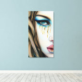 Blaue Mit Augen Göttin mit goldenen Tränen Leinwanddruck (Insitu (Holzboden))