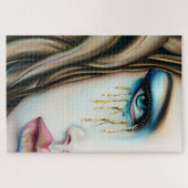 Blaue Mit Augen Göttin mit goldenen Tränen Puzzle (Horizontal)