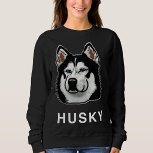 Blaue Mit Augen Husky-Illustration Entspanntes Fit Sweatshirt