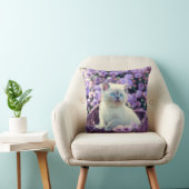 Blaue Mit Augen Katze im Korb mit Lilac-Blume Kissen (Stuhl )