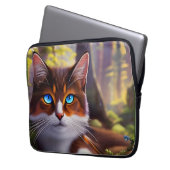 Blaue Mit Augen Katze im Wald Laptopschutzhülle (Vorderseite Links)