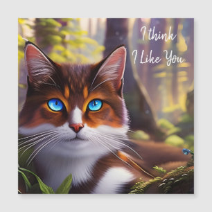 Blaue Mit Augen Katze im Wald *personalisieren* Magnetkarte