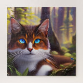 Blaue Mit Augen Katze im Wald Puzzle (Vertikal)