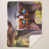 Blaue Mit Augen Katze im Wald Sherpadecke (Vorderseite)