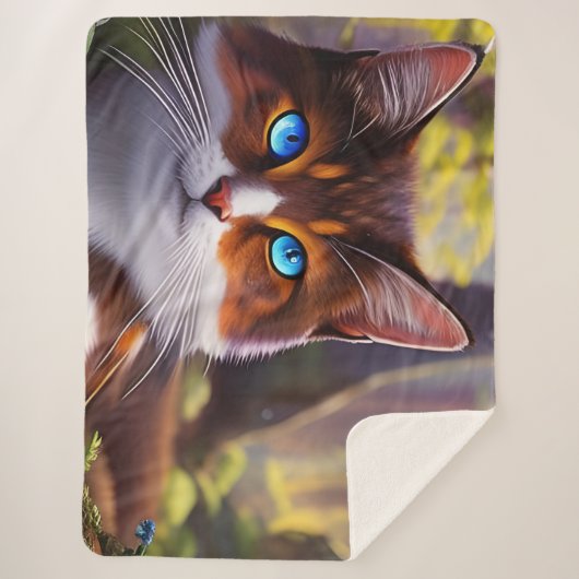 Blaue Mit Augen Katze im Wald Sherpadecke (Vorderseite)