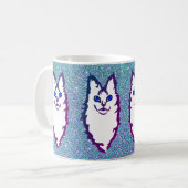 Blaue Mit Augen Katze Kaffeetasse (Vorderseite Links)