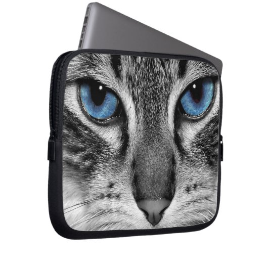 Blaue mit Augen Katze Laptopschutzhülle (Vorne Rechts)